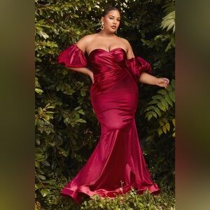 Elegant Burgundy Satin Gown CD893